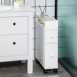 Bathroom Cabinet Niche Trolley with Wheels 2 Drawers Open Compartment, White