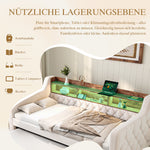 Space-Saving Sofa Bed 90x190cm with Storage & LED, Beige Velvet