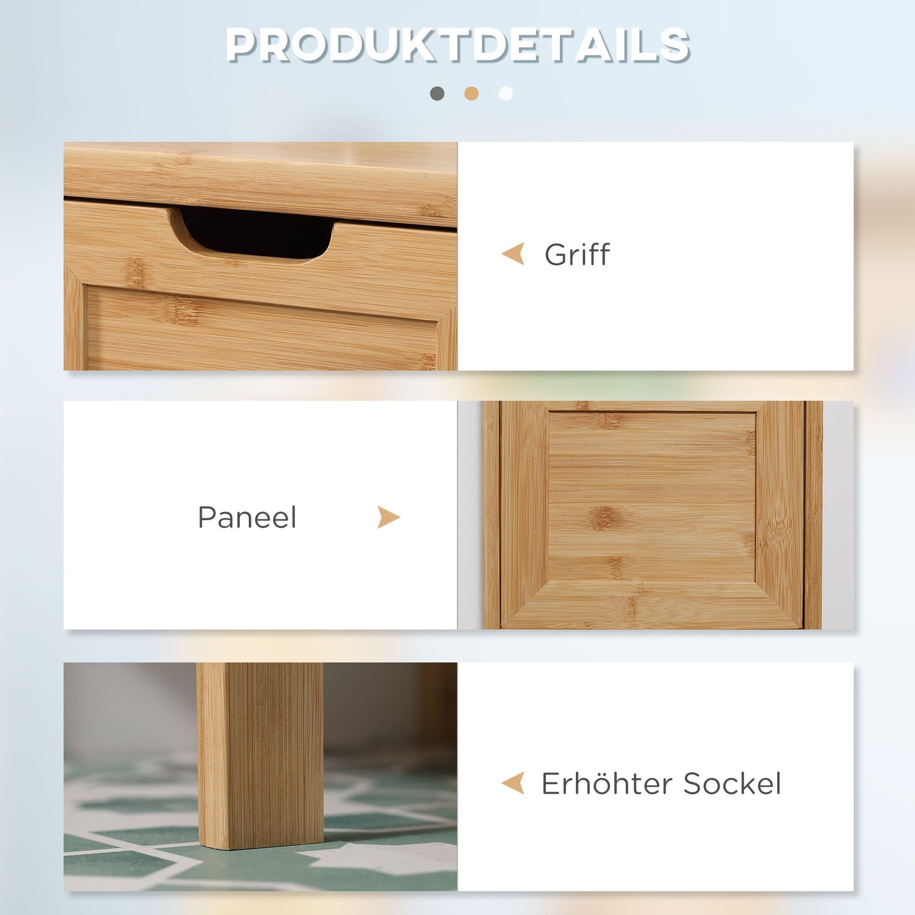 kleankin Bathroom Cabinet, 2 Drawers, Bamboo