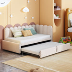 2-in-1 Sleeper Sofa L-Shaped Multifunctional Bed 90/180x200cm Velvet Beige