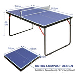 Table Tennis Table, Foldable Portable 137.2cm/4.5FT, Ping Pong Set