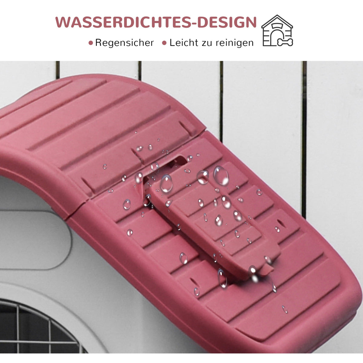 Outdoor Dog Kennel with Roof Hatch, Gate, Air Circulation, Red
