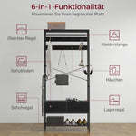 Coat Rack, Shoe Rack, 2 Fabric Drawers, 8 Hooks, Black
