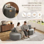 Linen Sofa with 4 Cushions, Cup Holder and Side Pocket, Light Grey