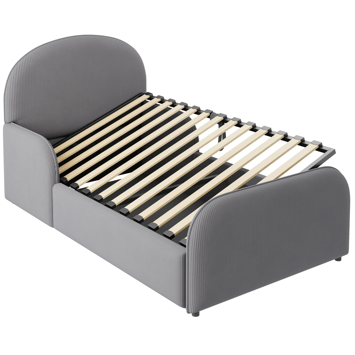 Children's Upholstered Bed 90x200 Hydraulic Storage, Grey Velvet
