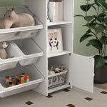 Children's Storage Shelf & Toy Organizer, 8 Removable Boxes, White