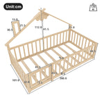 Flatbed 90x190cm House Rail Lockable Railing - Natural Pine Wood
