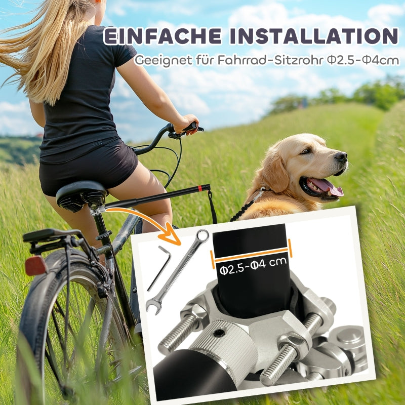 Dog Leash for Bicycles, Elastic Rope, Steel Tube, Black