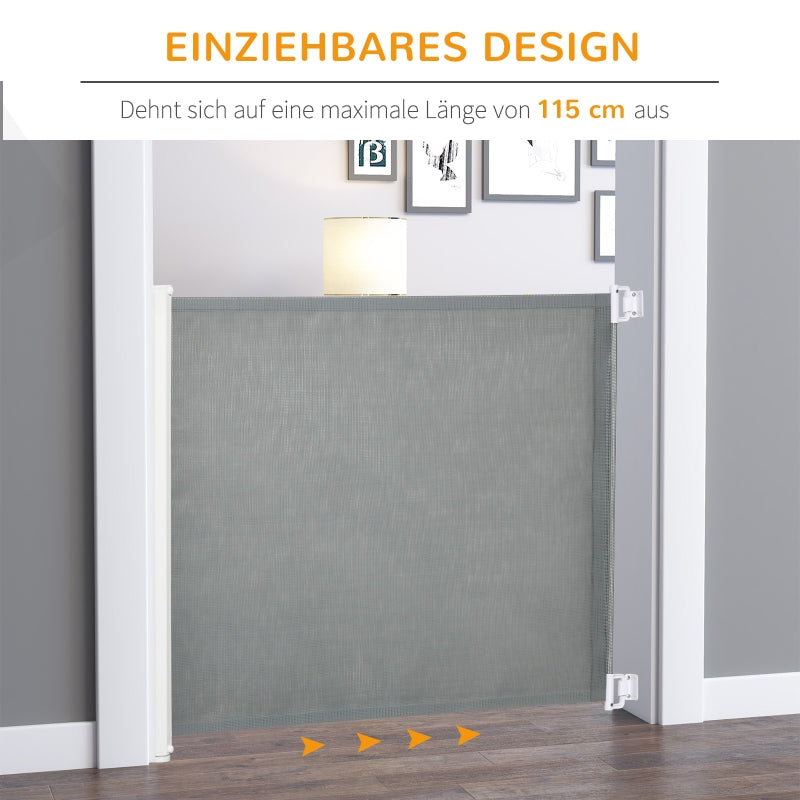 Stair Gate, Adjustable Safety Barrier, Metal Plastic Grey