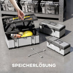Tool Case, 3 Empty Tool Boxes with Removable Tray, Stainless Steel, Black + Silver