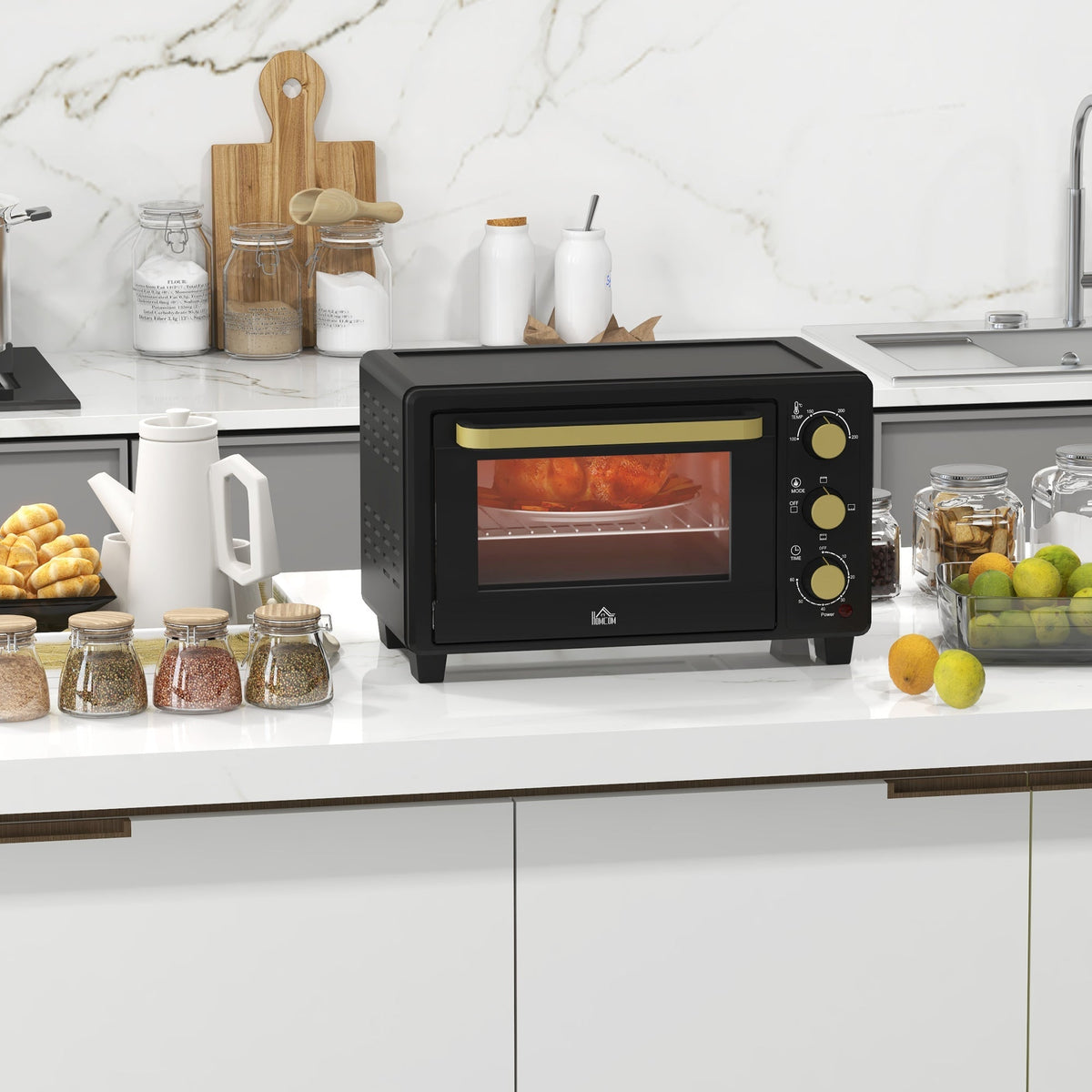Mini Oven, 16L 1400W 100-230°C Timer, Black