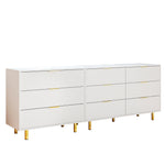 Modular Drawer Unit with 9 Drawers and Modern Sideboard Set, White and Gold