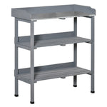 Planting Table Metal Work Surface 76x37x89cm for Garden/Balcony Wood