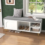 Shoe Bench Storage with Seat Cushion - White