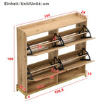 Modern Shoe Rack 4-Door Space-Saving Cabinet Wood Look