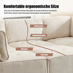 Modular 6-Seater Sofa 308cm Ergonomic Storage Pockets Corduroy, Beige