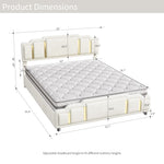 Hydraulic Double Bed 160x200cm with Headboard, Beige Velvet