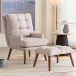 Lounge Chair with Footrest Adjustable Backrest Tiltable Side Shelf