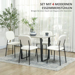 Dining Chairs Set of 4, Upholstered with Steel Legs, White Velvet