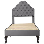 Upholstered Bed 90x200cm Adjustable Headboard Slatted Base - Velvet Grey