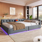 Sofa Daybed 140x200cm with LED Light & USB, Grey Linen