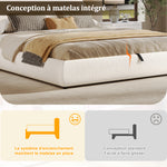 Upholstered Double Bed 160x200cm with Storage, White Bouclé