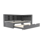 Sofa Bed with USB Socket & Storage, Solid Wood, Gray