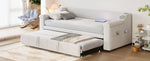 Sofa Bed, 90/180*190cm, Bluetooth, USB, Storage, Slatted Frame, Velvet Beige