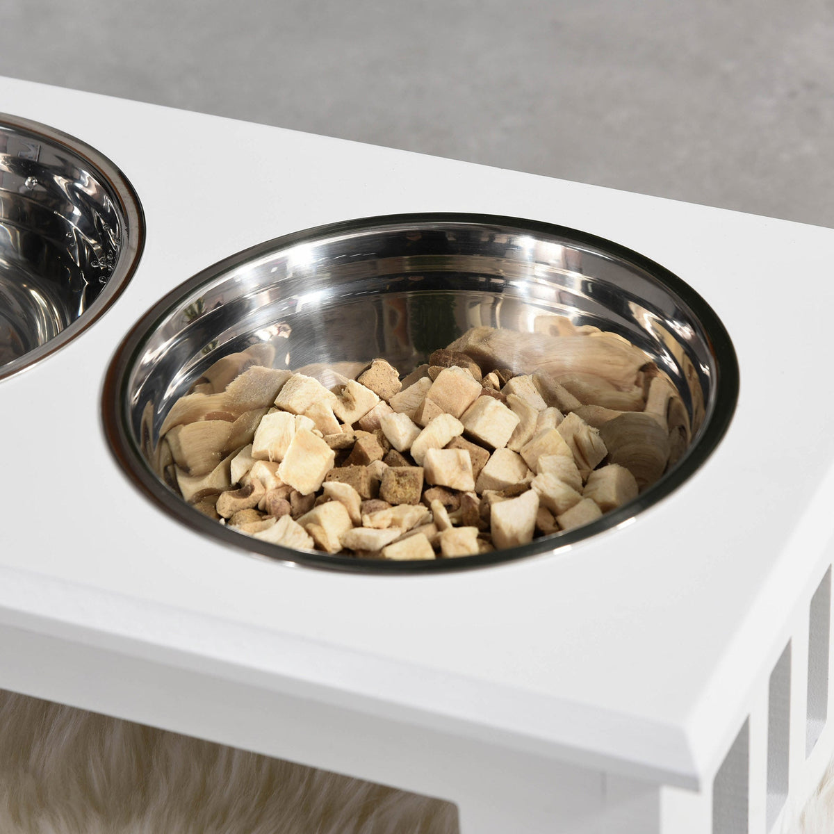 Raised Dog Bowl, Stainless Steel, MDF White