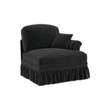 Windsor Sofa RSF with 1 Cushion and Removable Skirt, Black Chenille