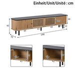 Modern TV Cabinet with Sliding Mesh Doors and Unique Design, Oak Wood Look