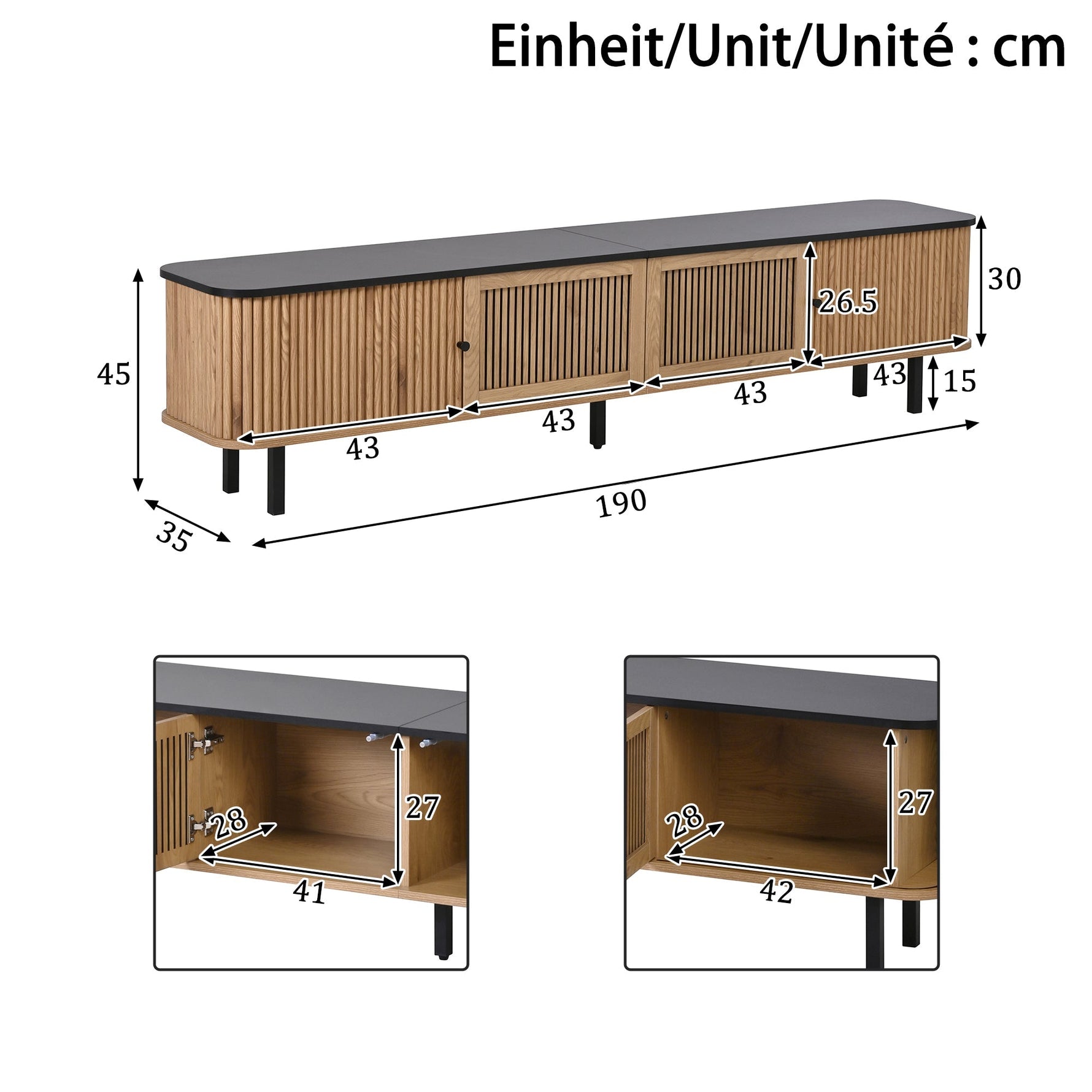 Modern TV Cabinet with Sliding Mesh Doors and Unique Design, Oak Wood Look