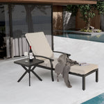 Lounge Patio Chair, Adjustable Recliner Rust-Resistant Aluminum, Beige Cushion