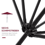 Folding Parasol Garden Umbrella 2.6m Aluminum Hand Crank, Red Polyester