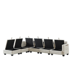 Modular Corner Sofa U-Shaped 6-Seater Storage Ottoman Chaise - Chenille