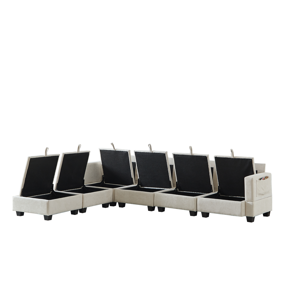 Modular Corner Sofa U-Shaped 6-Seater Storage Ottoman Chaise - Chenille