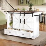 Kitchen Trolley Cart with Folding Table 3 Drawers & 2 Cabinet Doors