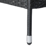 Polyrattan Garden Bench with Table, 2-Seater, Steel, Black