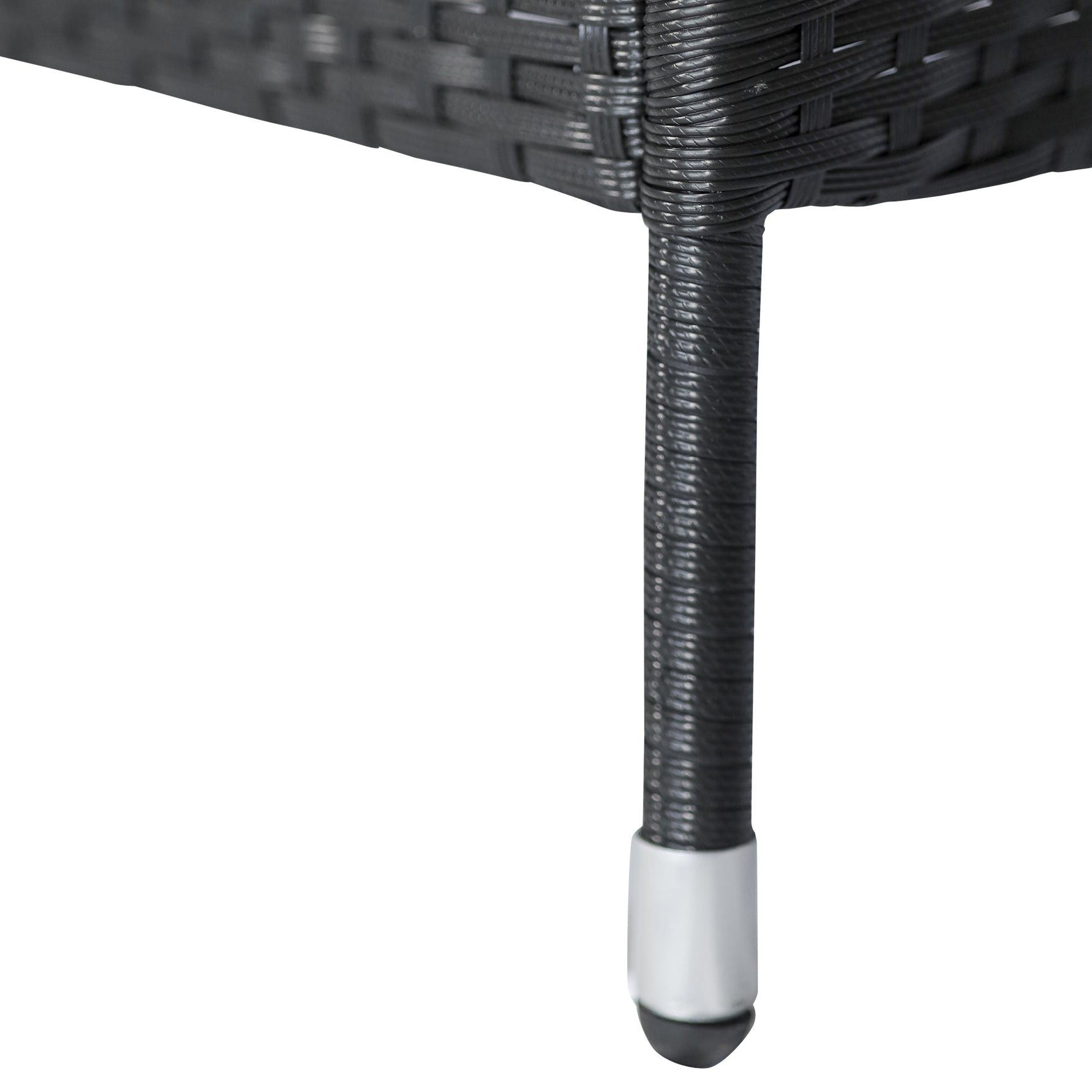 Polyrattan Garden Bench with Table, 2-Seater, Steel, Black