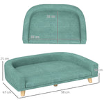 Dog Sofa - Pet Sofa with Cushion, Wooden Legs, Green