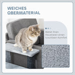 Cat Stairs, 64cm 4 Steps with Play Ball, Jute and Plush, Grey