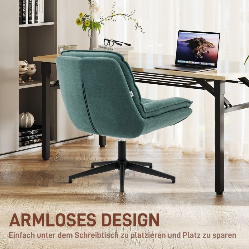 Office Chair, Height Adjustable, Wide Seat, Linen, Dark Green