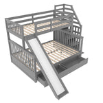 Bunk Bed with Drawers & Slide, 90x200/140x200, Grey