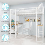 Children's Loft Bed L-Shaped Desk Railing Versatile Stairs Iron Frame