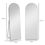 Full-Length Mirror with Stand, Arched Design, Shatterproof, Black