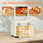 Mini Convection Oven 10L 2-in-1 Air Fryer Touch Screen Stainless Steel