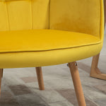 Armchair Wingback, Wooden Frame Lounge, Yellow Velvet