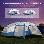 Camping Tent, 6-8 Persons Family Tent with Vestibule and 2 Windows, Blue
