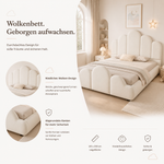 Upholstered Kids Bed 140x200cm with Headboard in Beige Velvet