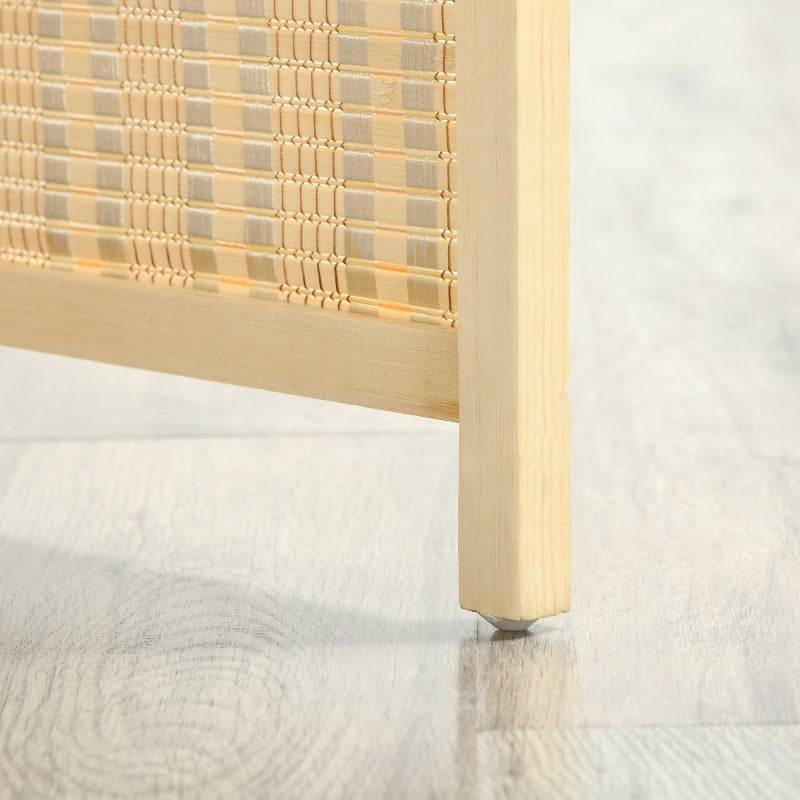 Bamboo Room Divider, 2 Shelves, Foldable, Natural